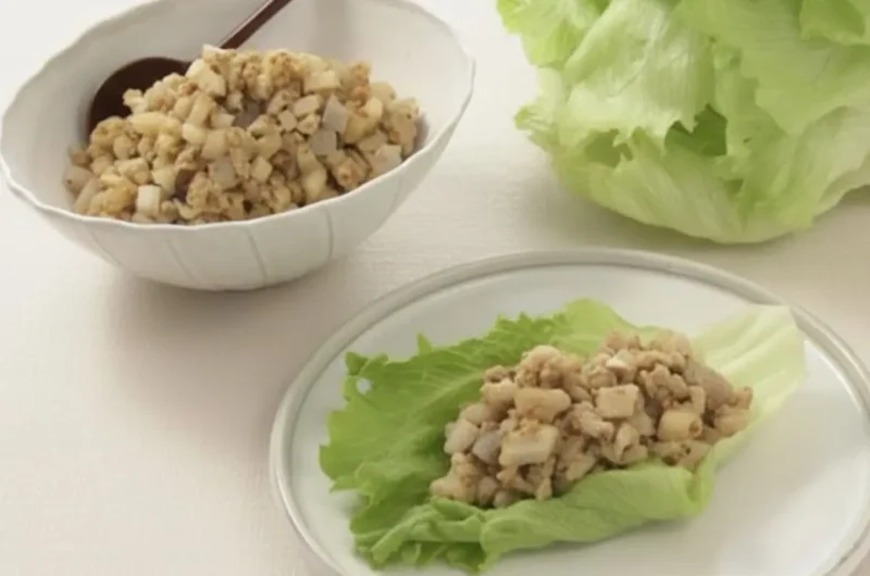 【きょうの料理】ごぼうと鶏ひき肉のマスタード仕立てレタス包みのレシピ 中東久人さん