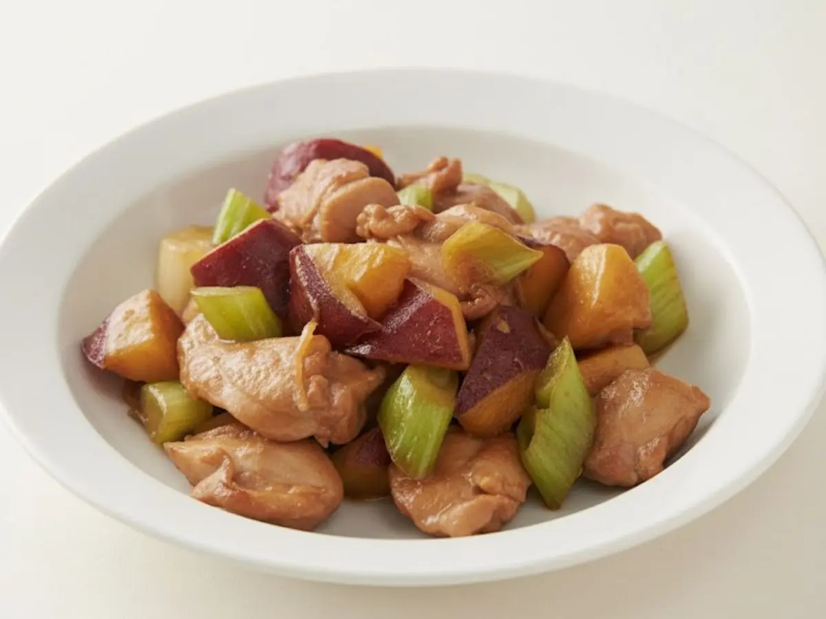 鶏肉とさつまいもの甘辛炒め