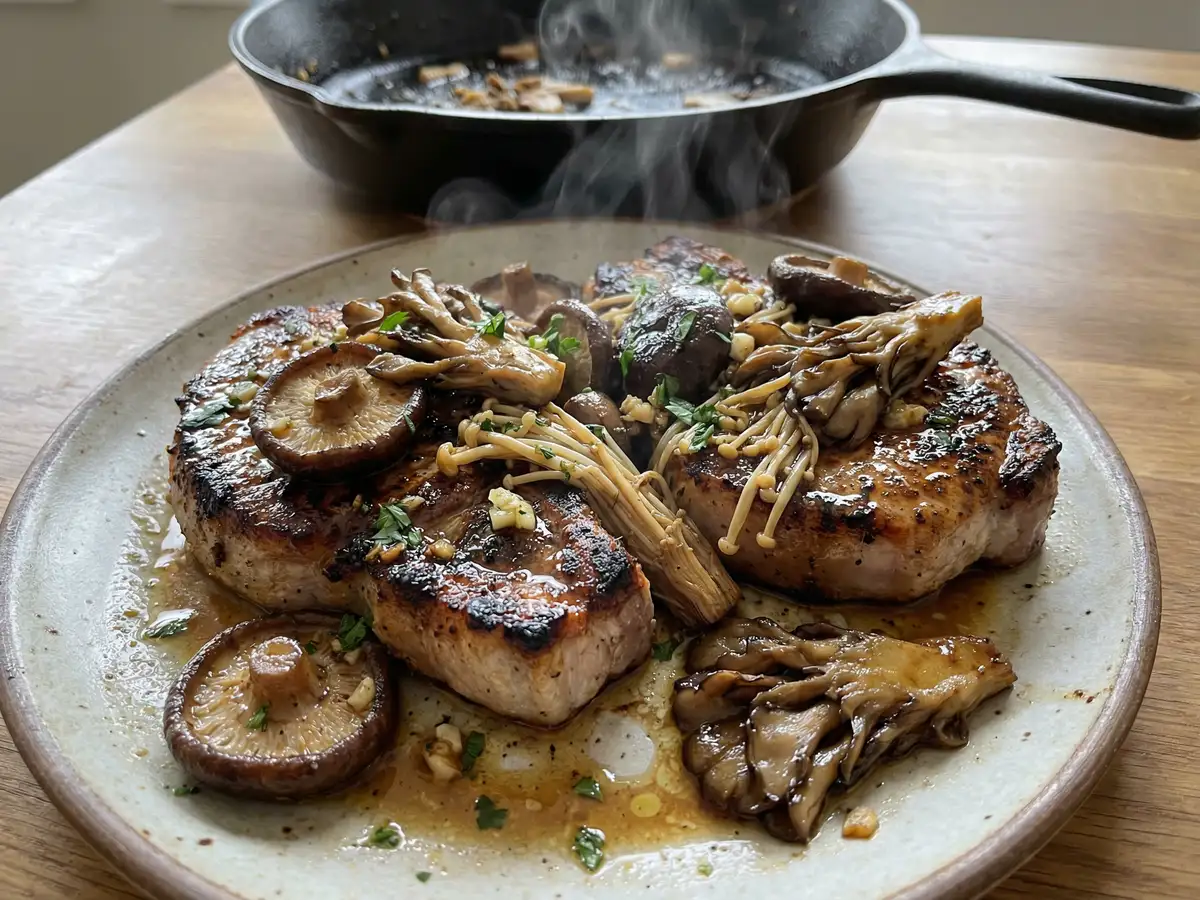 きのこと豚肉のソテー