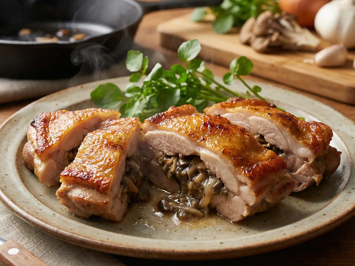 鶏もも肉のきのこペースト詰め