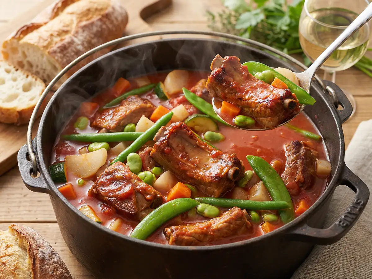 スペアリブと春野菜のトマト煮