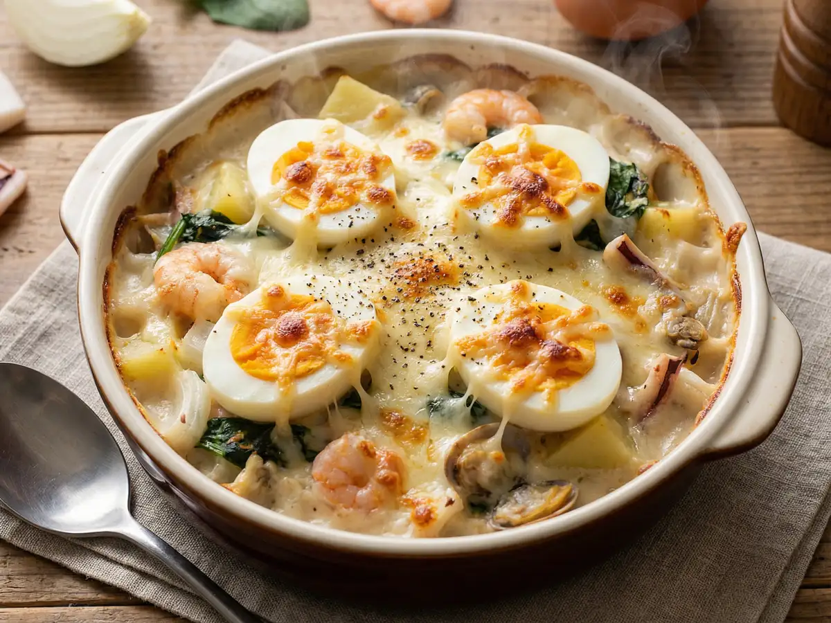 ゆで卵のグラタン