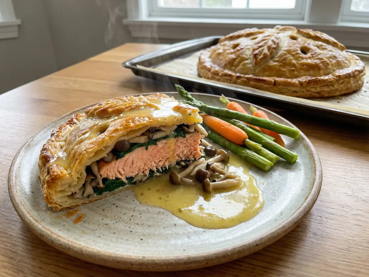 サーモンときのこのパイ包み