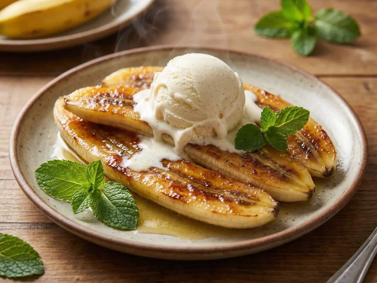 焼きバナナ　アイスクリーム添え