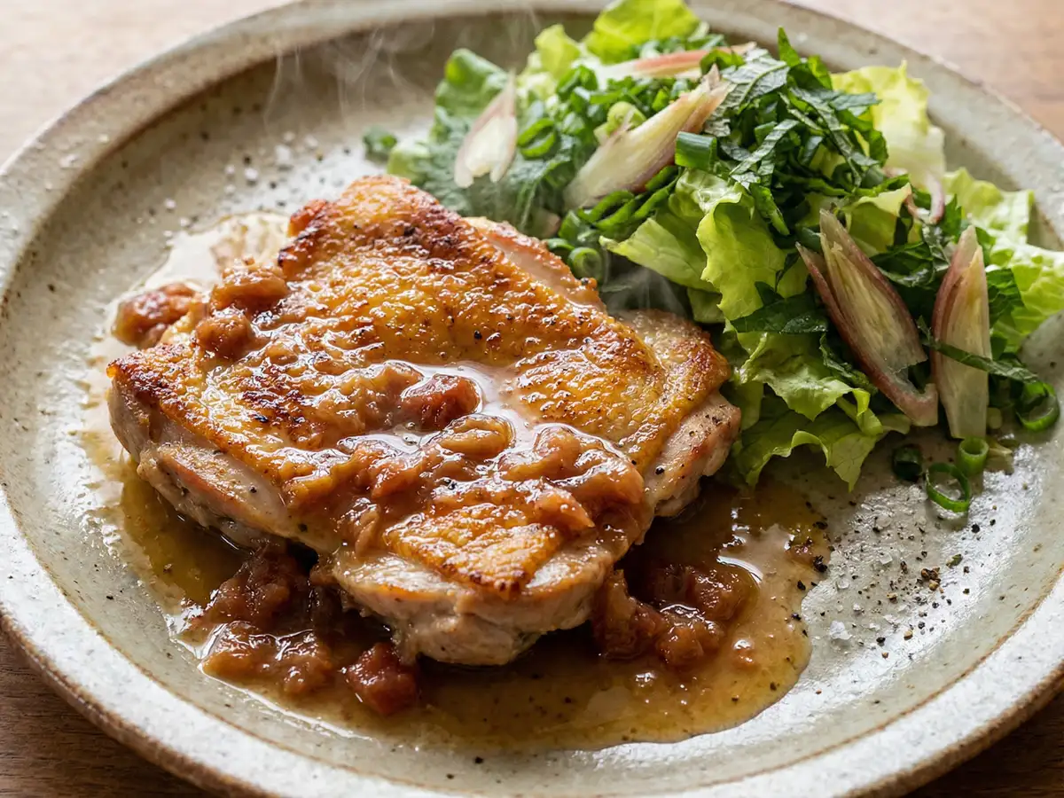 チキンソテー 梅オリーブソース