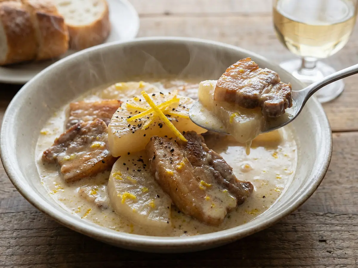 大根と豚バラの柚子クリーム煮