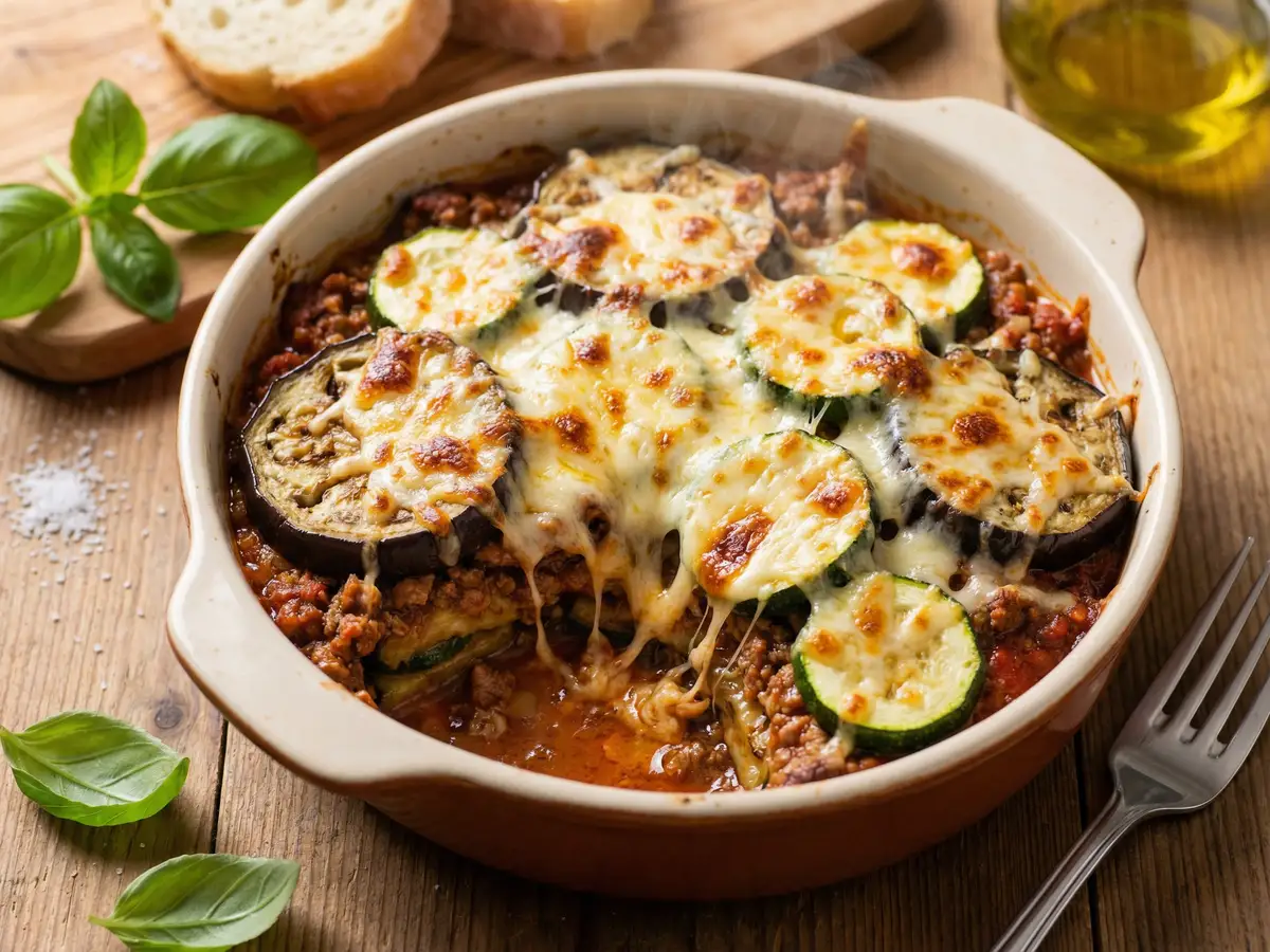 なすとズッキーニのミートグラタン
