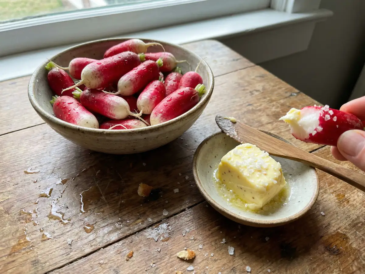 ラディッシュと塩入りバター