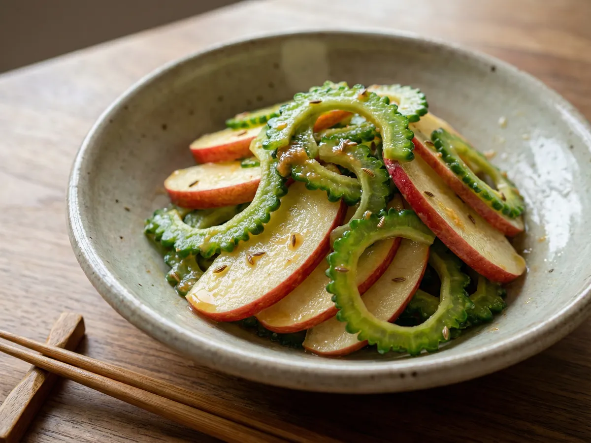 ゴーヤとりんごの味噌サラダ