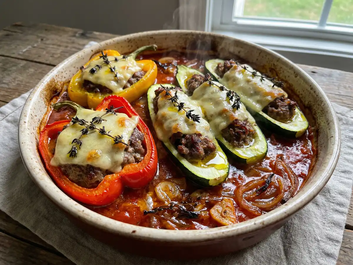 夏野菜のチーズハンバーグ