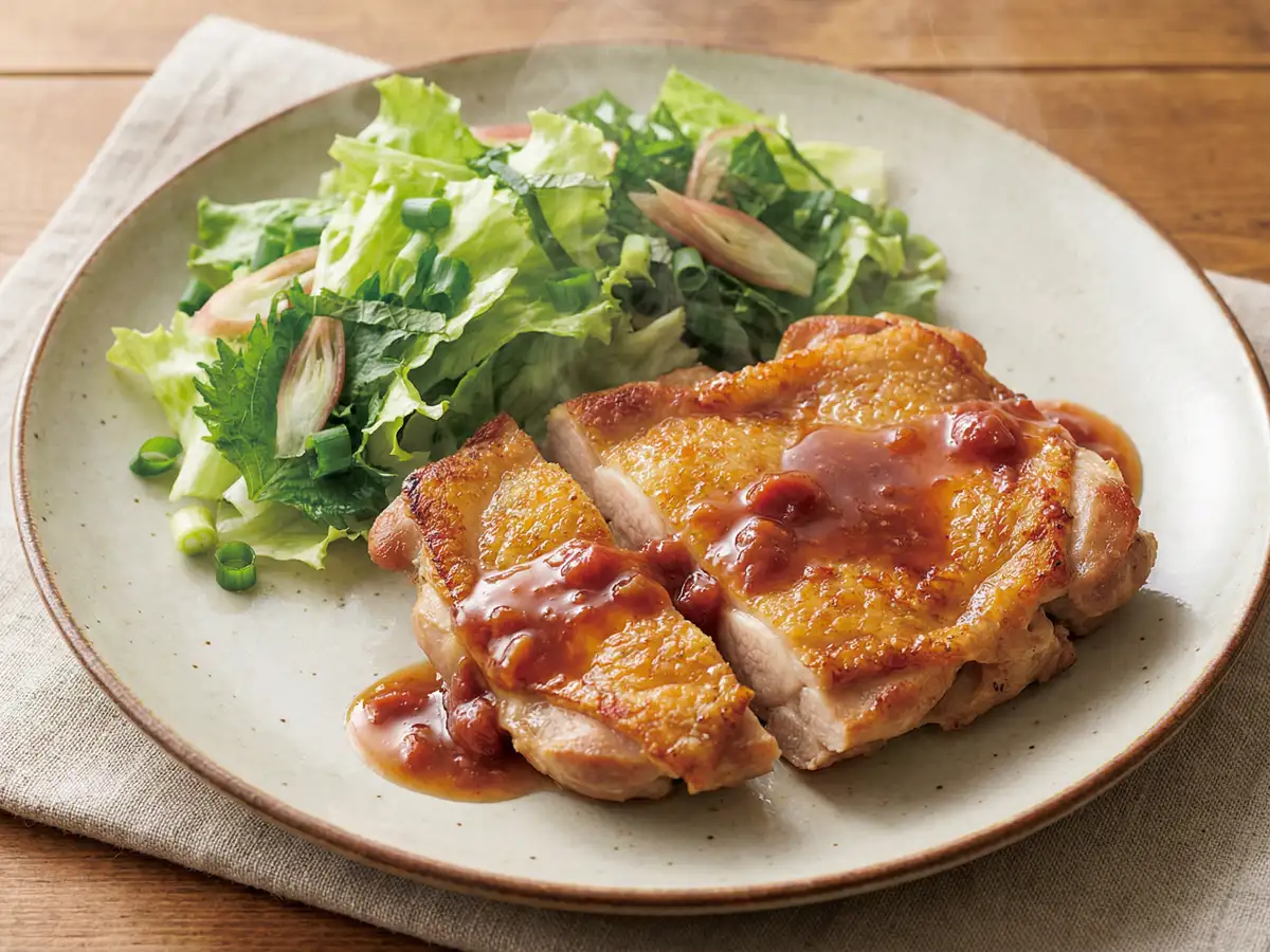 チキンソテー梅オリーブソース