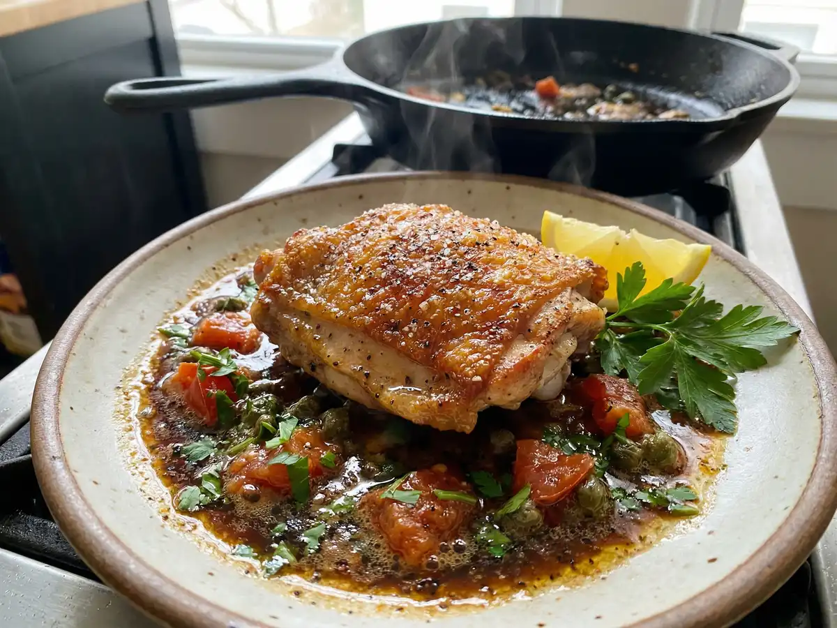 パリパリチキンの焦がしバターソース