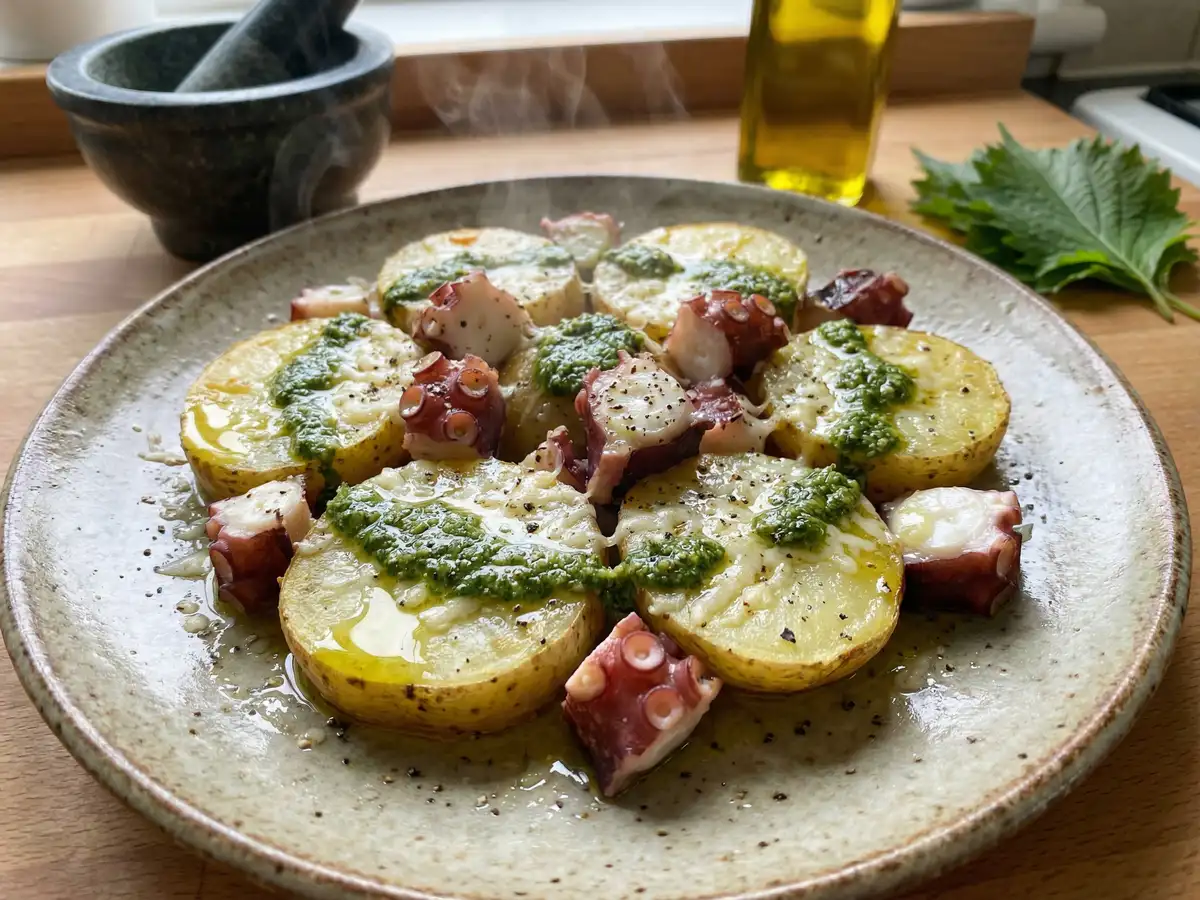 じゃがいもとタコのジェノベーゼ