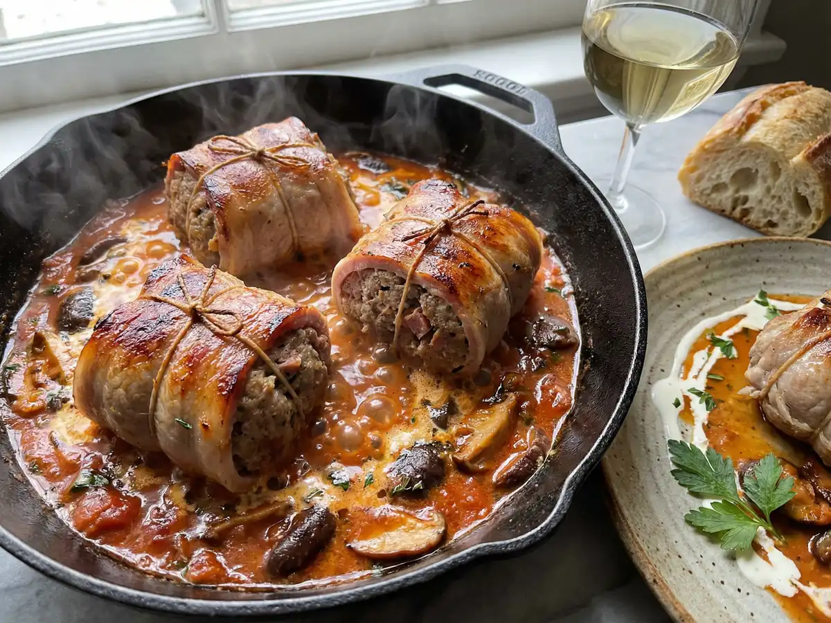 ポーピエット（豚・ソーセージを肉で巻く料理）