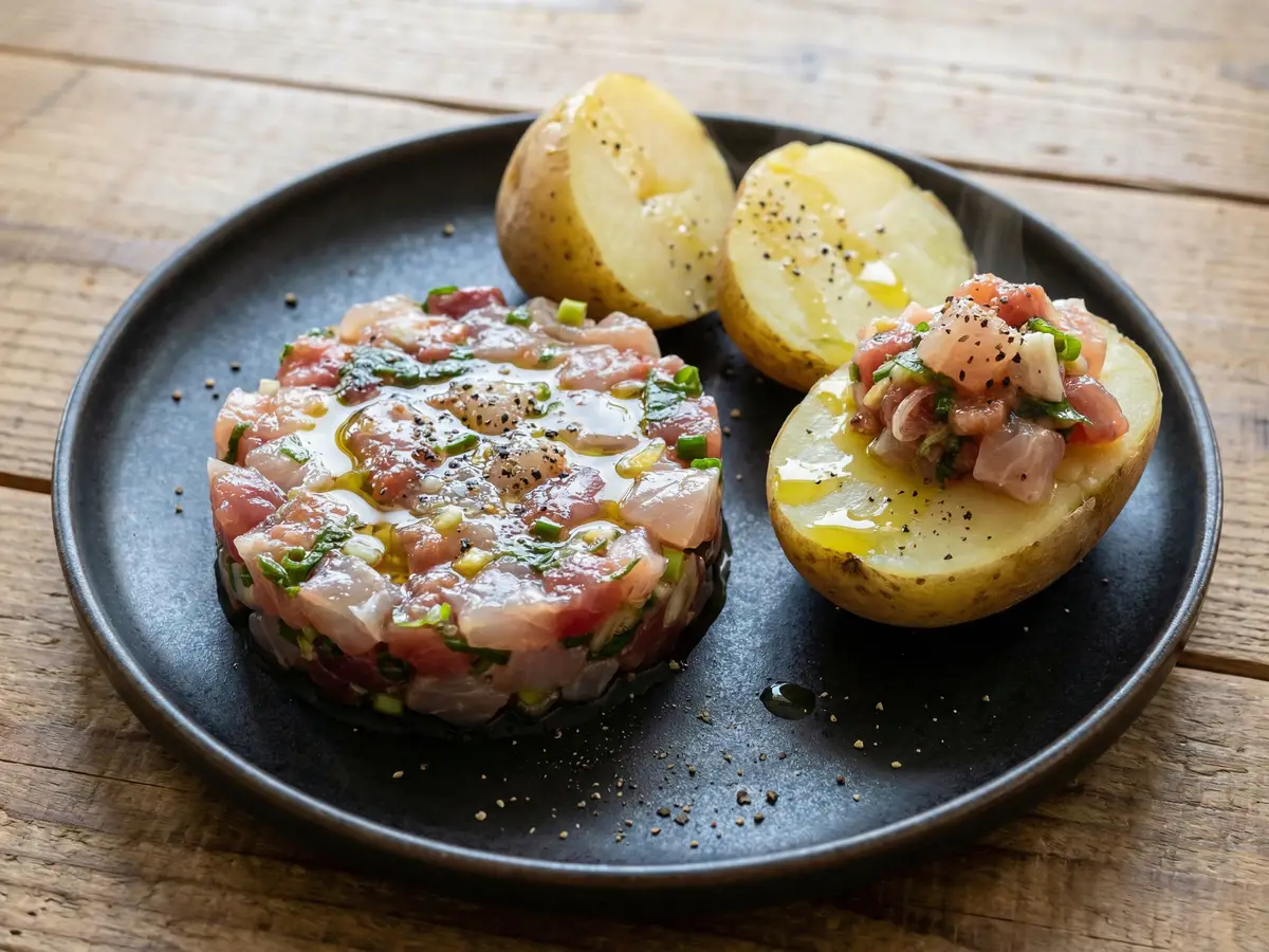 刺身のタルタルじゃがいも添え