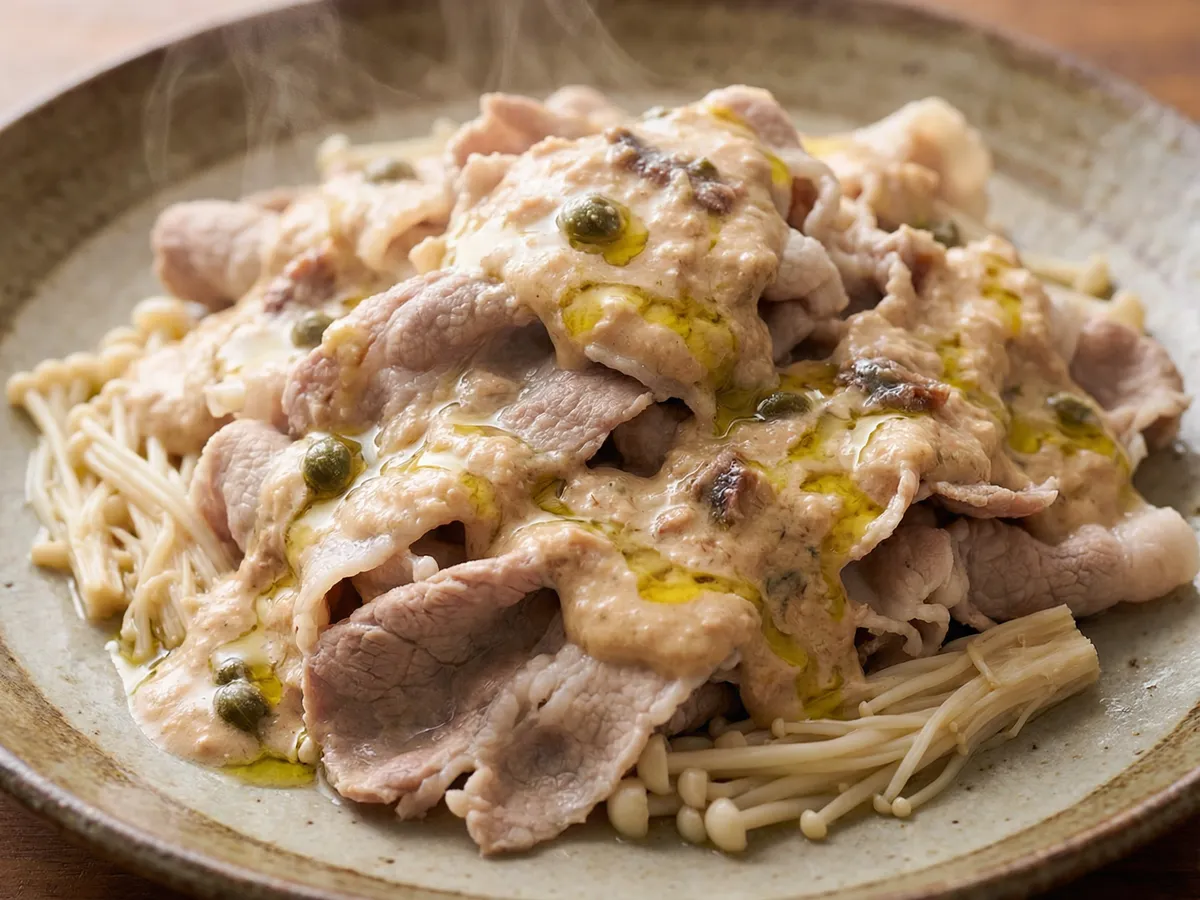 豚しゃぶツナソース