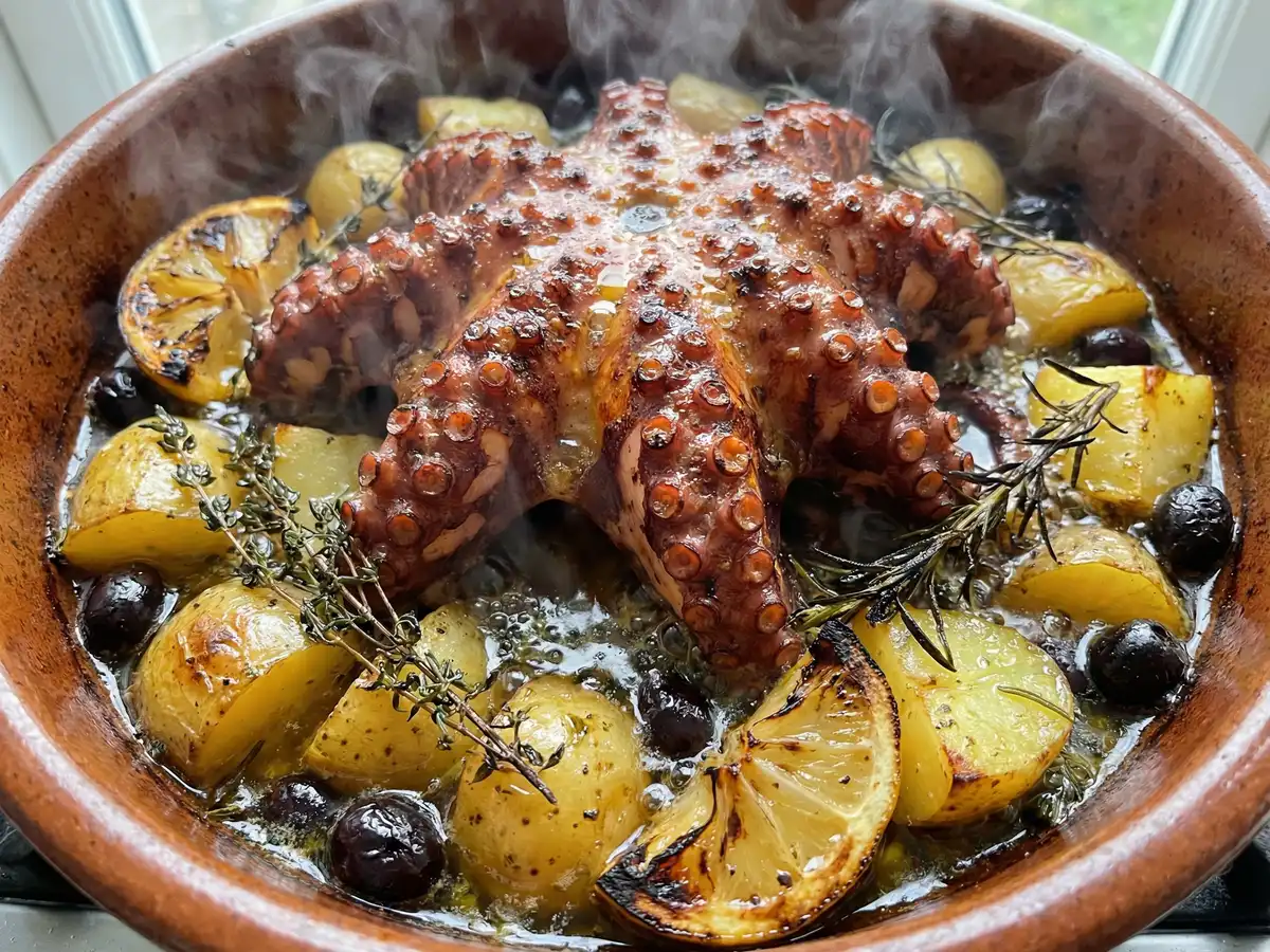 丸ごとタコの地中海風オーブン焼き