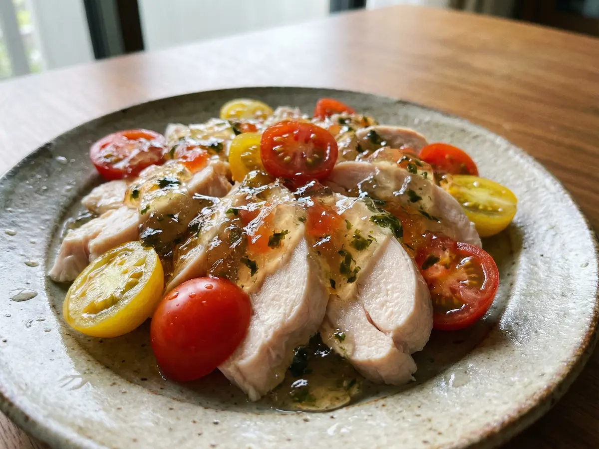 ささみの川茸トマトジュレ