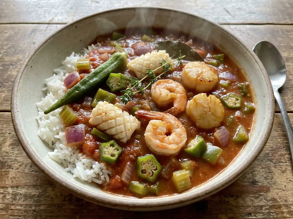 ガンボ（カレー風トマト煮込み）