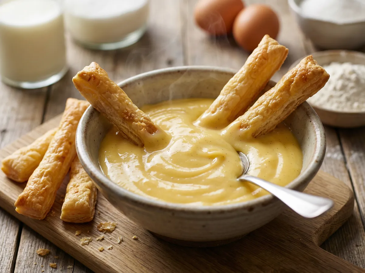 カスタードクリームのパイスティック添え