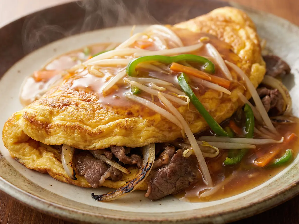 牛肉のあんかけオムレツ