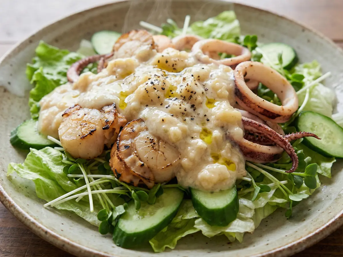 ホタテとイカのバナナヨーグルト