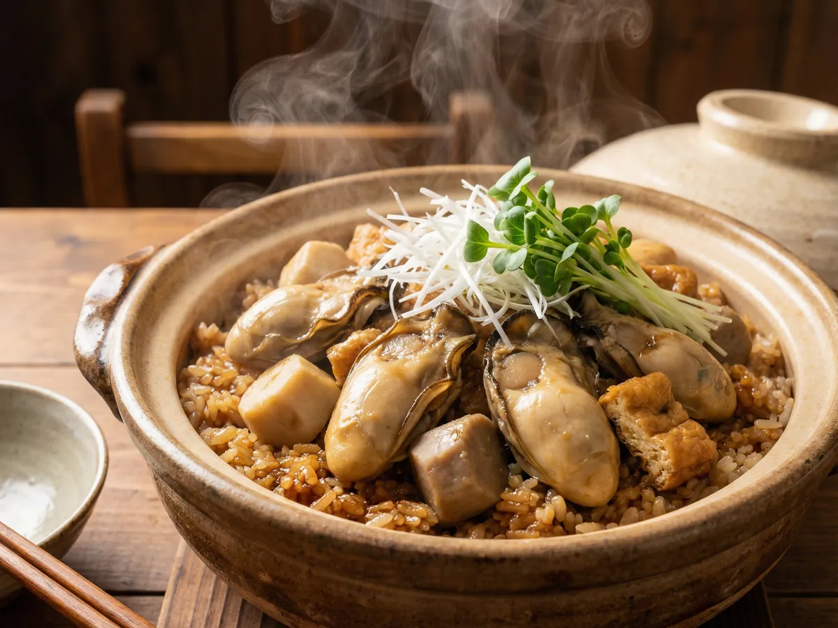 カキの土手鍋風炊き込みご飯