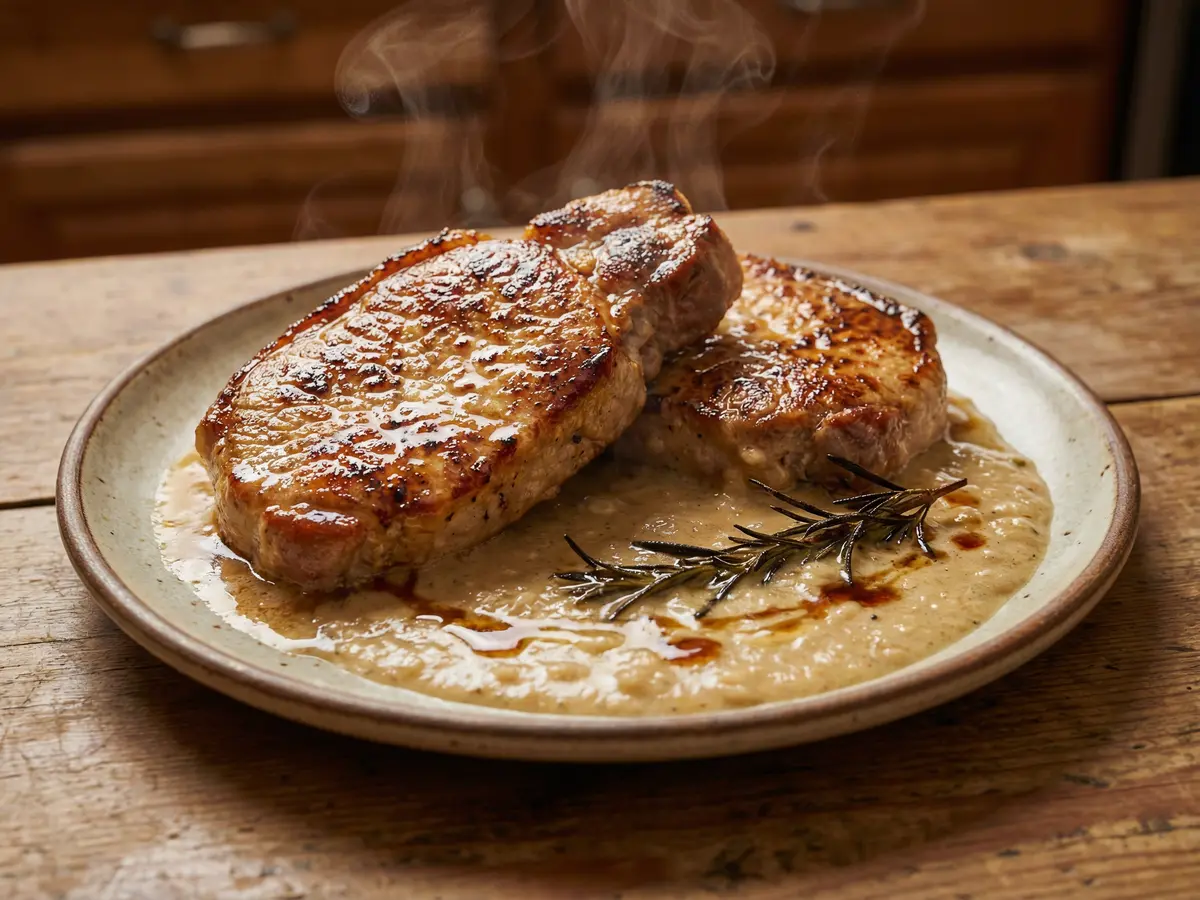 豚ロースのニンニクタマネギソース