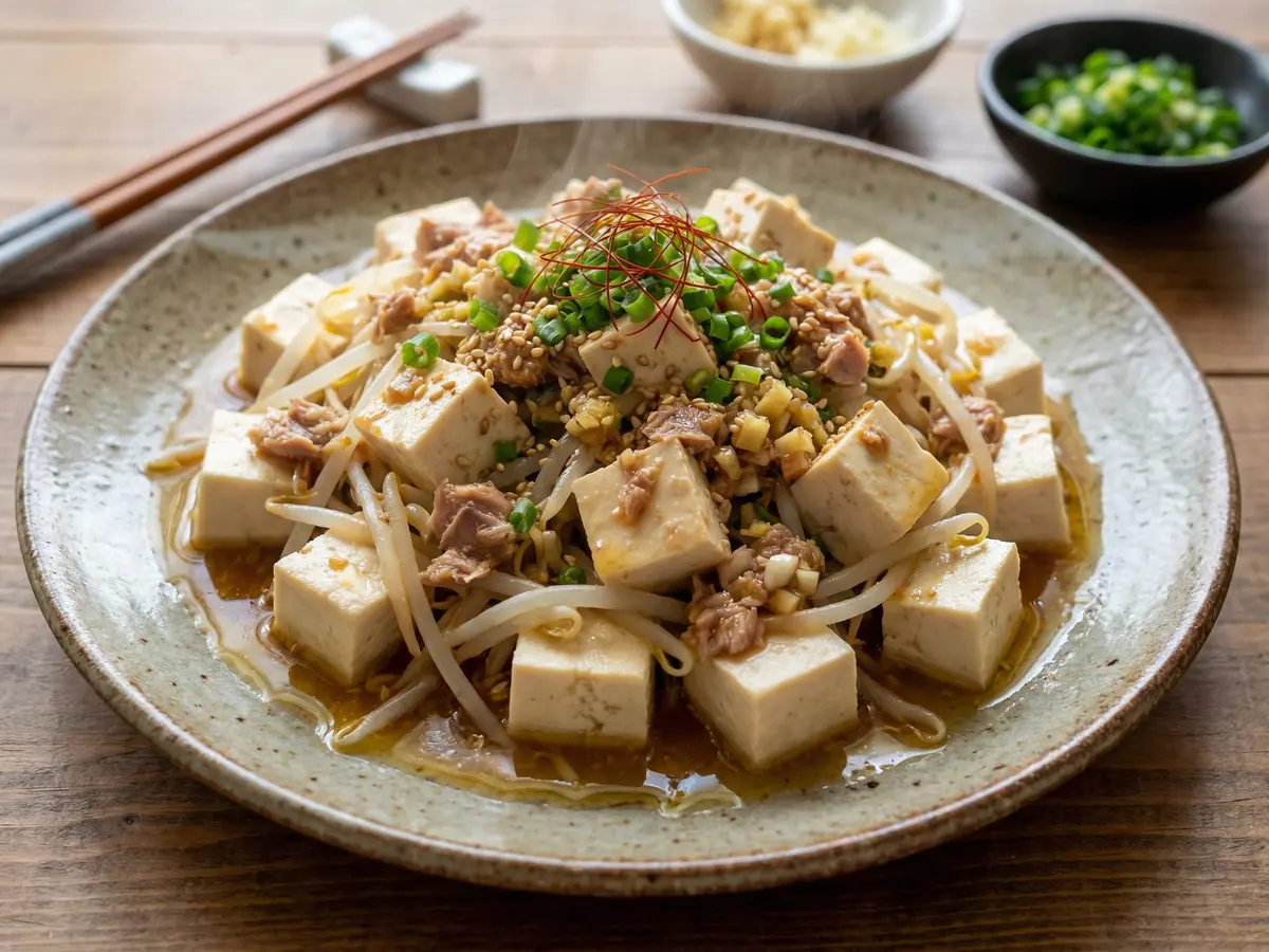 豆腐と豆苗のツナソースサラダ