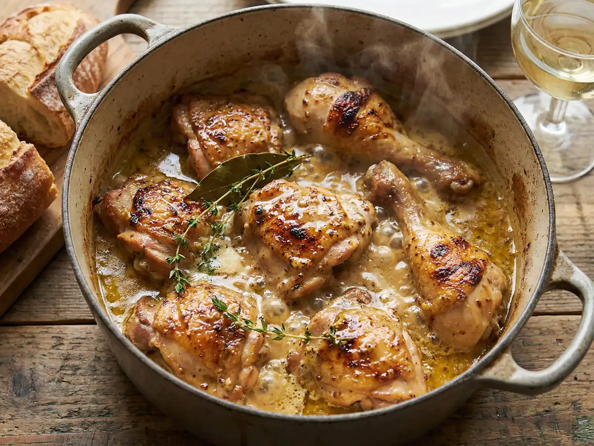 鶏のマスタード煮込み