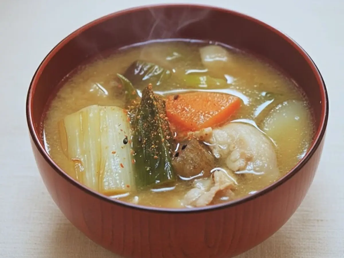 焼きネギの豚汁