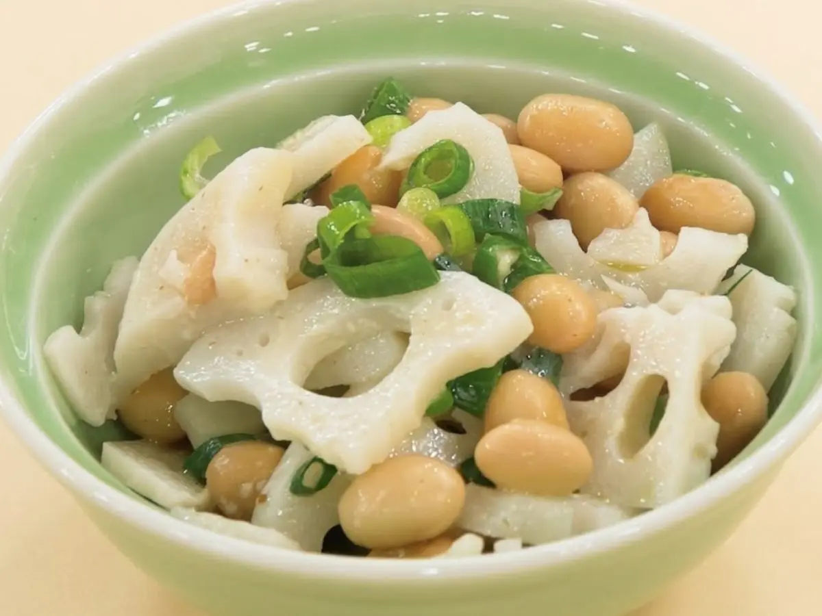 大豆とれんこんのわさび酢あえ