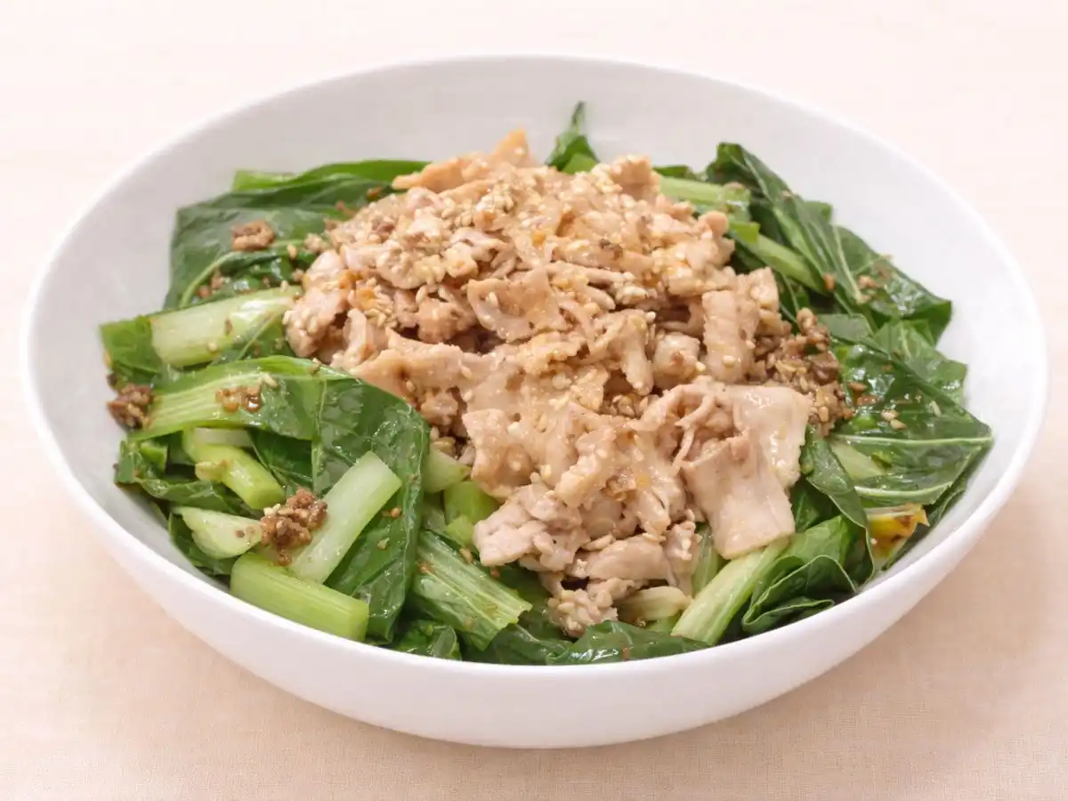 小松菜のポークドレッシングがけ