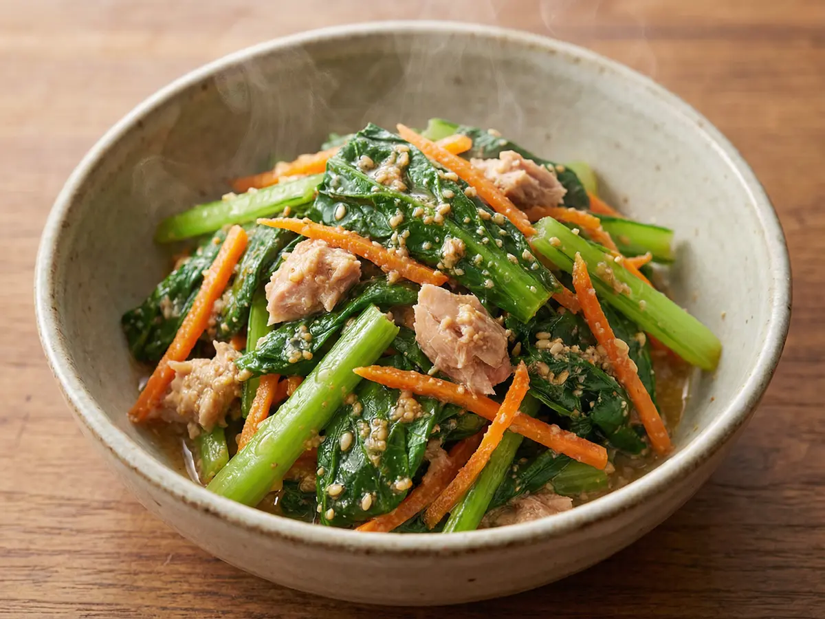 小松菜とにんじんのツナゴマ和え