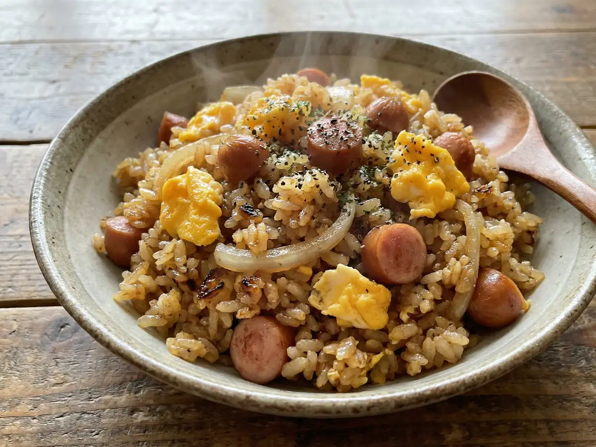 ウインナーと卵のバター醤油焼き飯