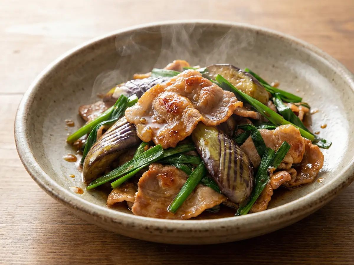 豚こまとなすのポン酢炒め