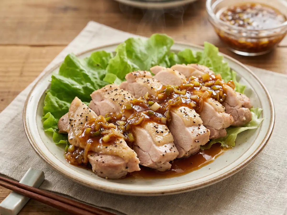 レンジで鶏のネギ酢だれ