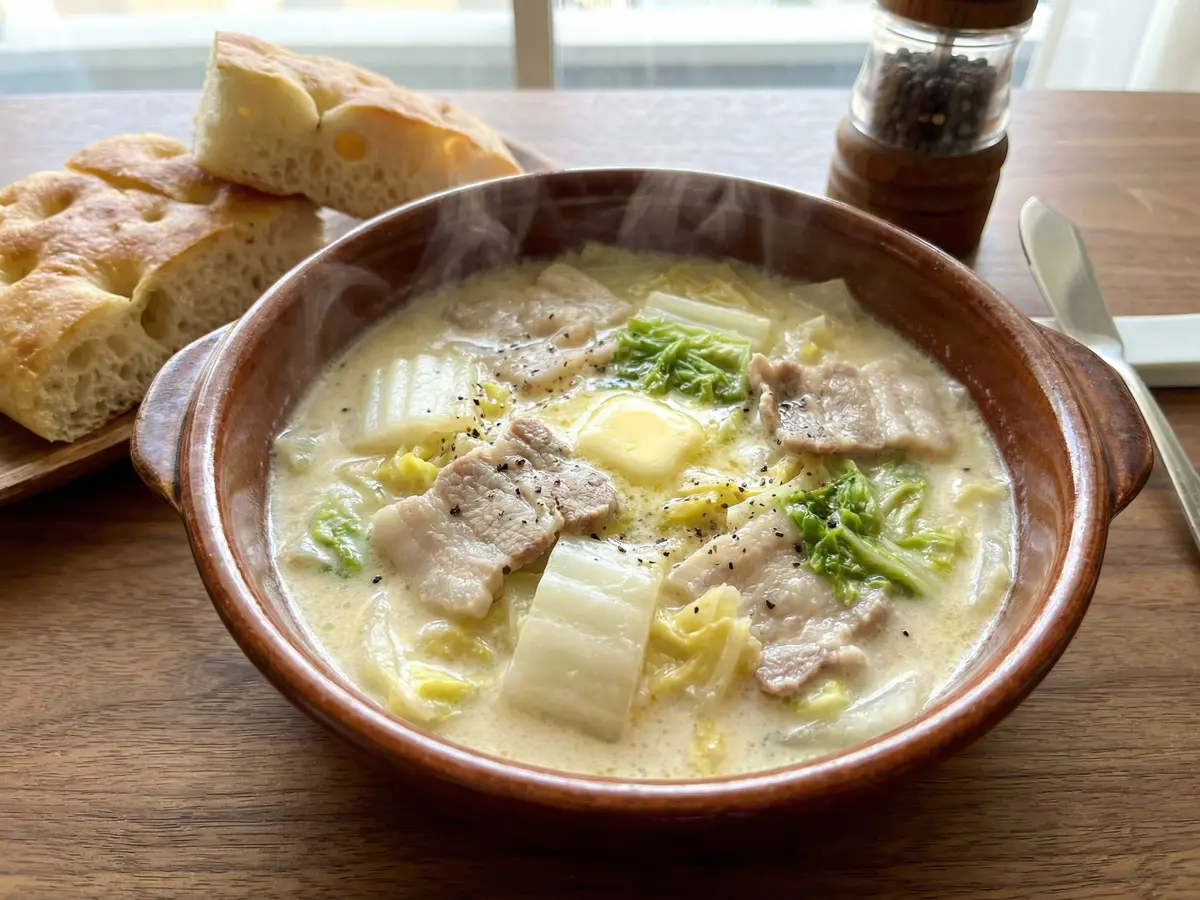 白菜と豚バラのクリーム煮
