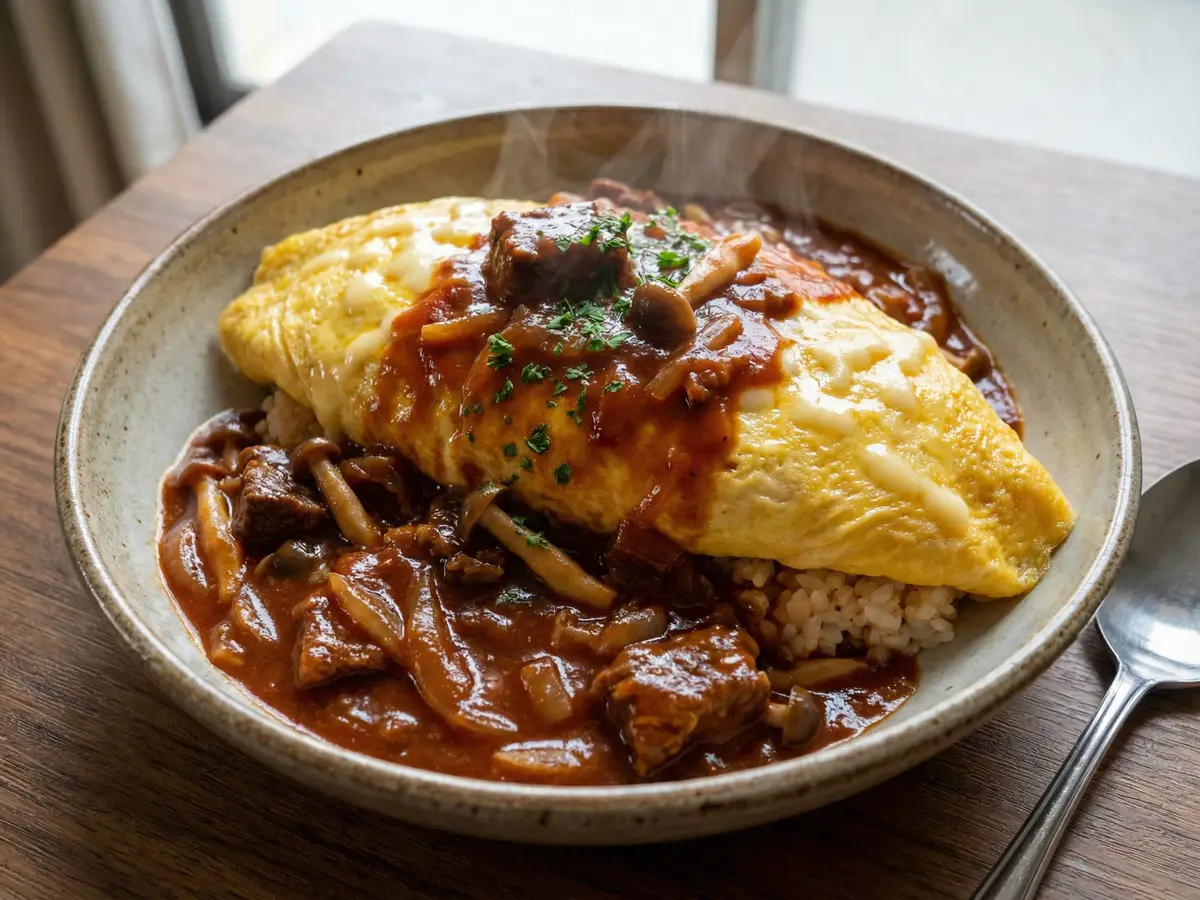 ビーフシチューオムライス