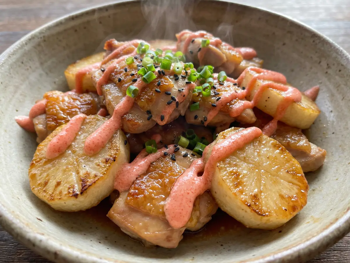鶏と長芋の明太マヨソース