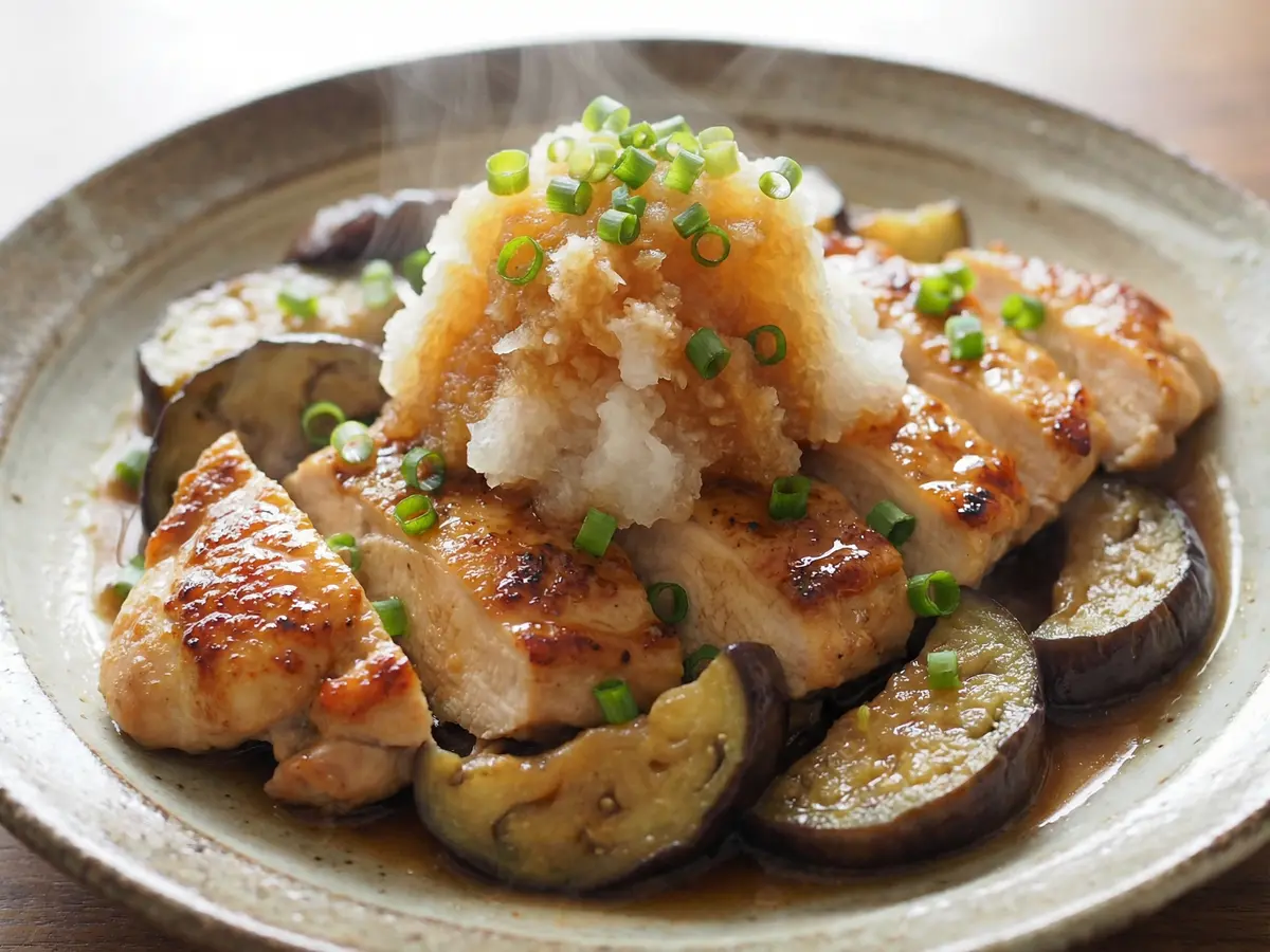 鶏むね肉とナスのおろしだれ