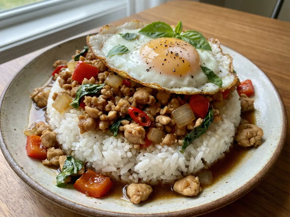 ガパオ風ひき肉ライス