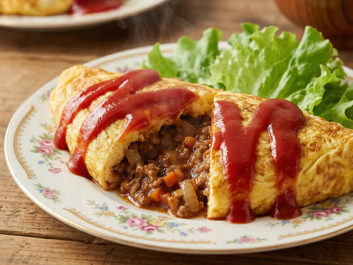 昭和の甘辛ひき肉オムレツ