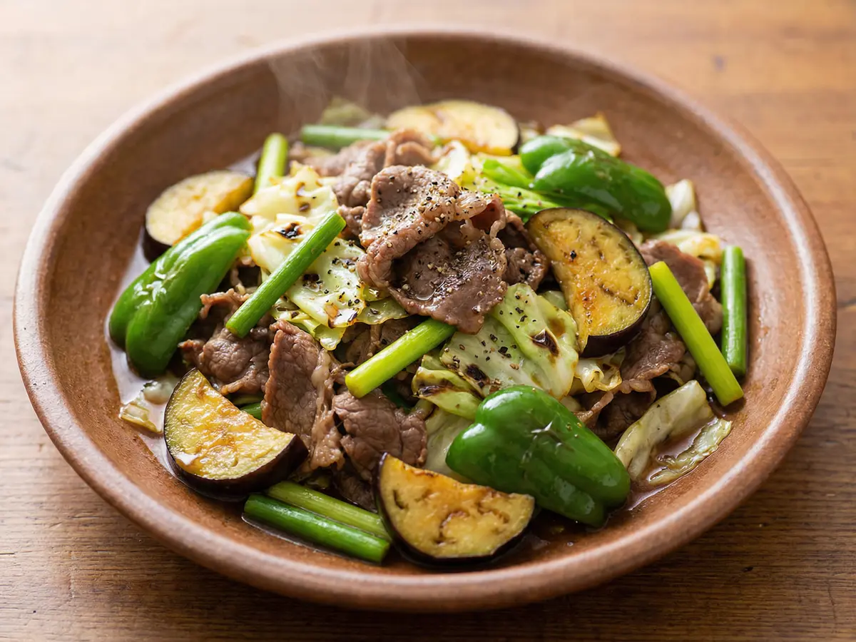 牛肉と夏野菜のナムプラー炒め