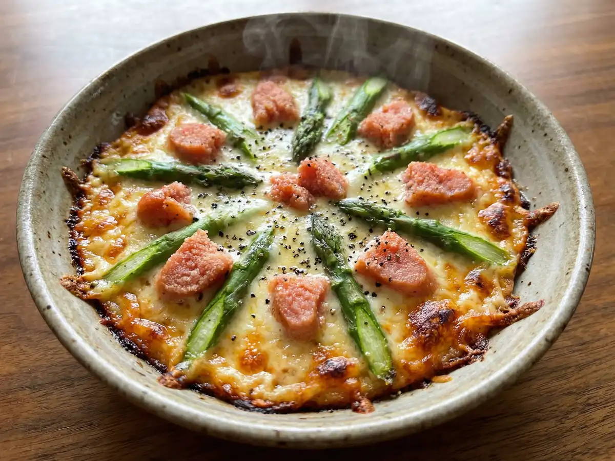 アスパラガスと明太子のカリカリチーズ