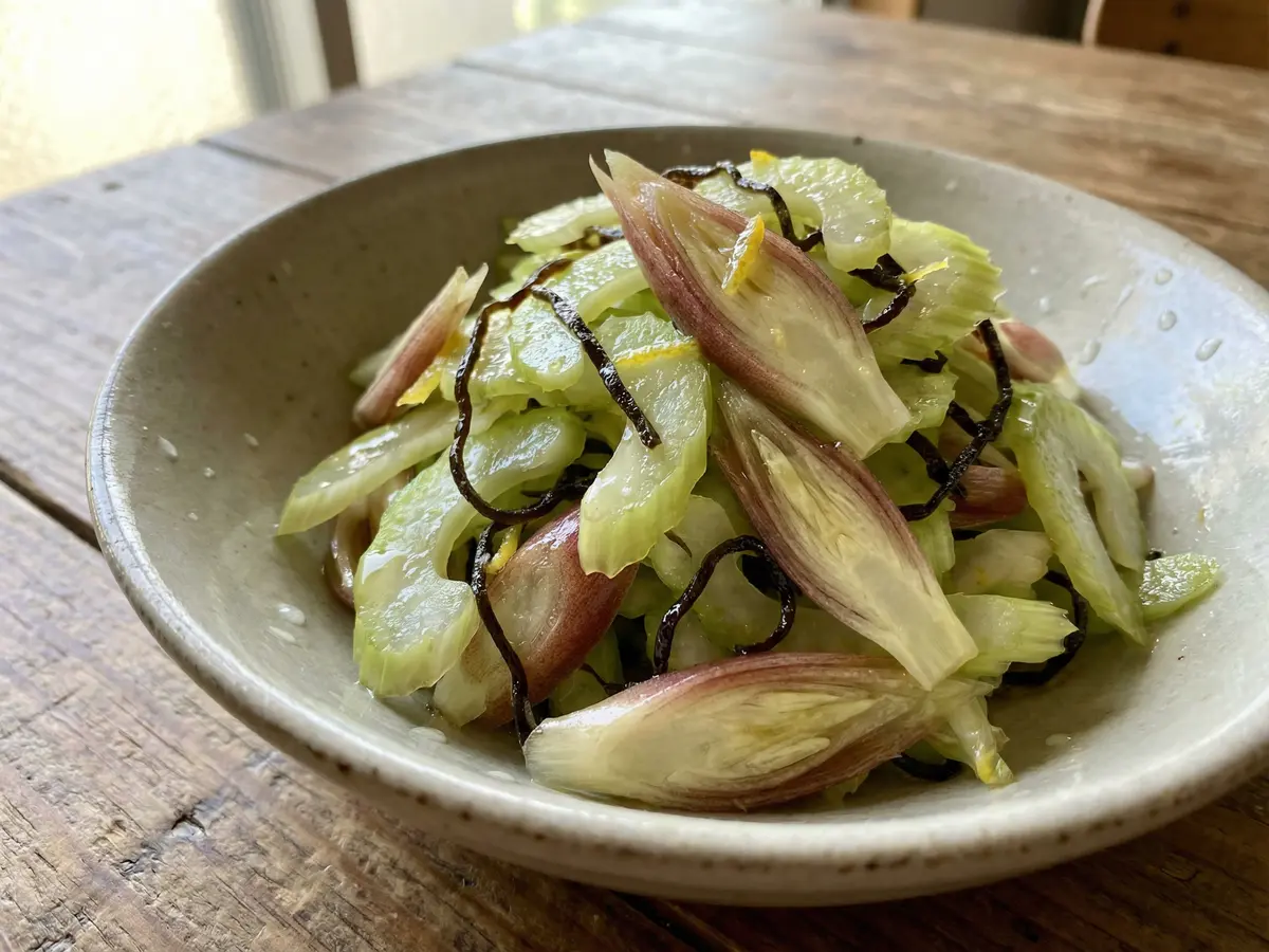 ゆず香るセロリとみょうがのさっぱりあえ