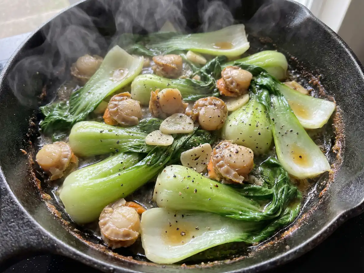 チンゲンサイの帆立て蒸し