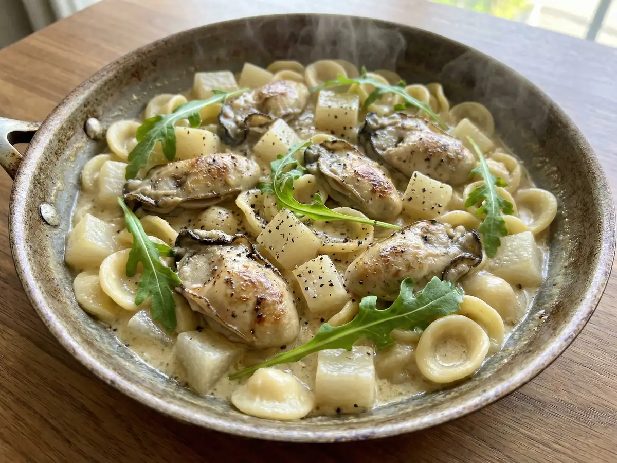 牡蠣のワンパンパスタ
