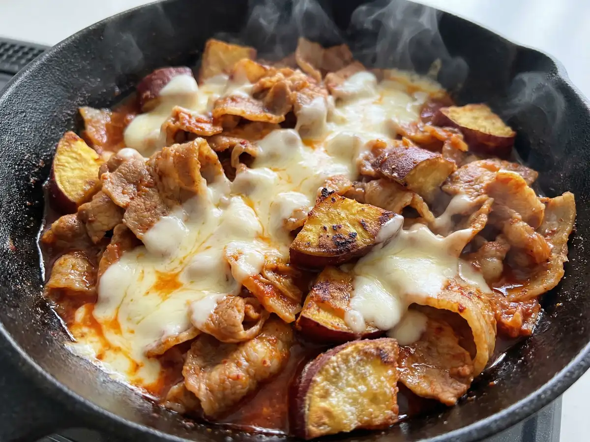 極うすぎり肉で豚キムチ（焼き芋・モッツァレラ入り）