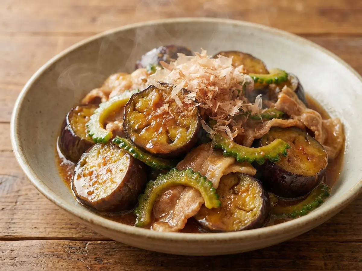 ナスとゴーヤーのとろとろ炒め